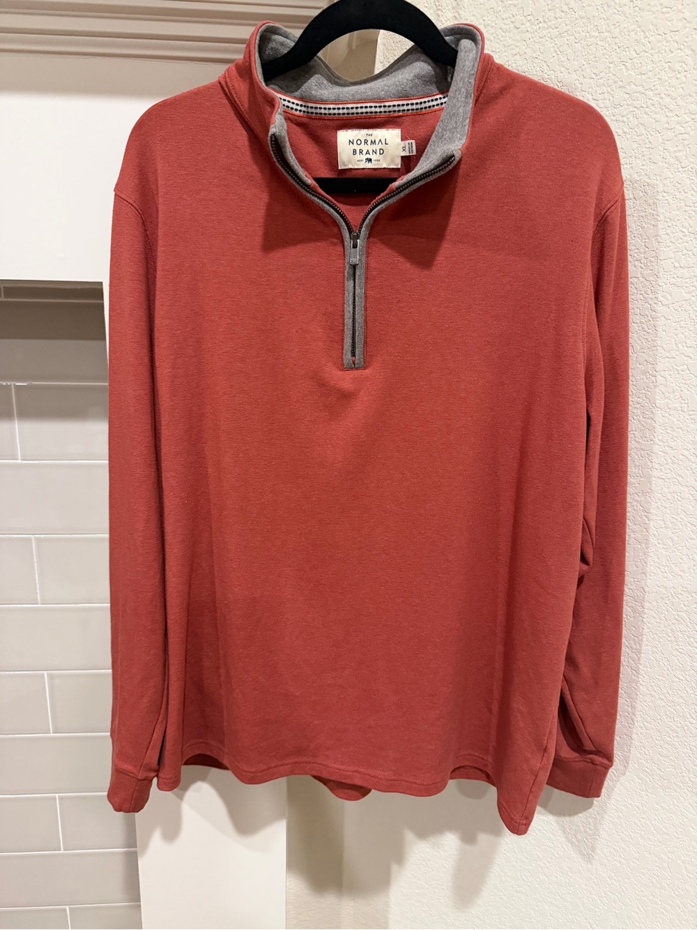 The Normal Brand Men's Rust Red Quarter-Zip Sweater